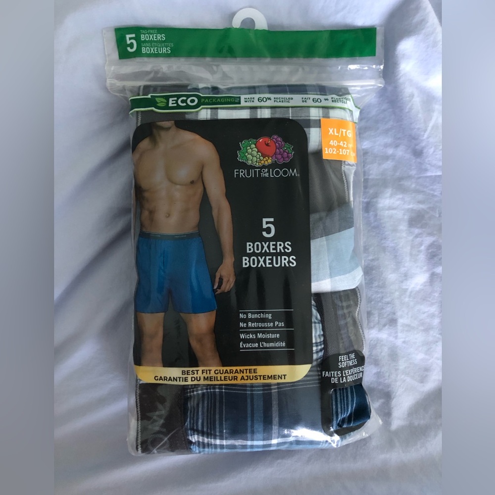 Fruit of the Loom Men's Boxers Pack - Blue, Gray, Black, White